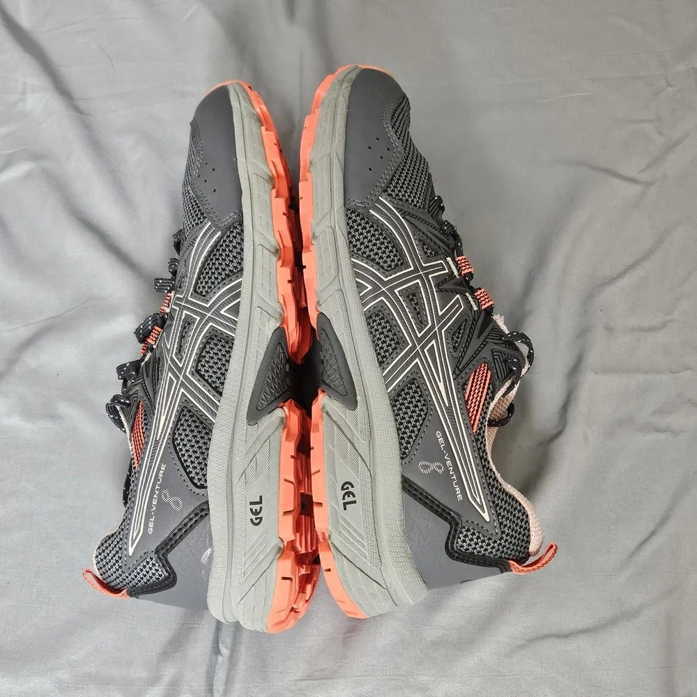 ASICS Gel-Venture Women's Trail Running Shoes Gray Orange Wide Size 8‎